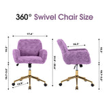 Upholstered Office Chair with Adjustable 360 Swivel Golden Base