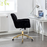 Upholstered Office Chair with Adjustable 360 Swivel Golden Base