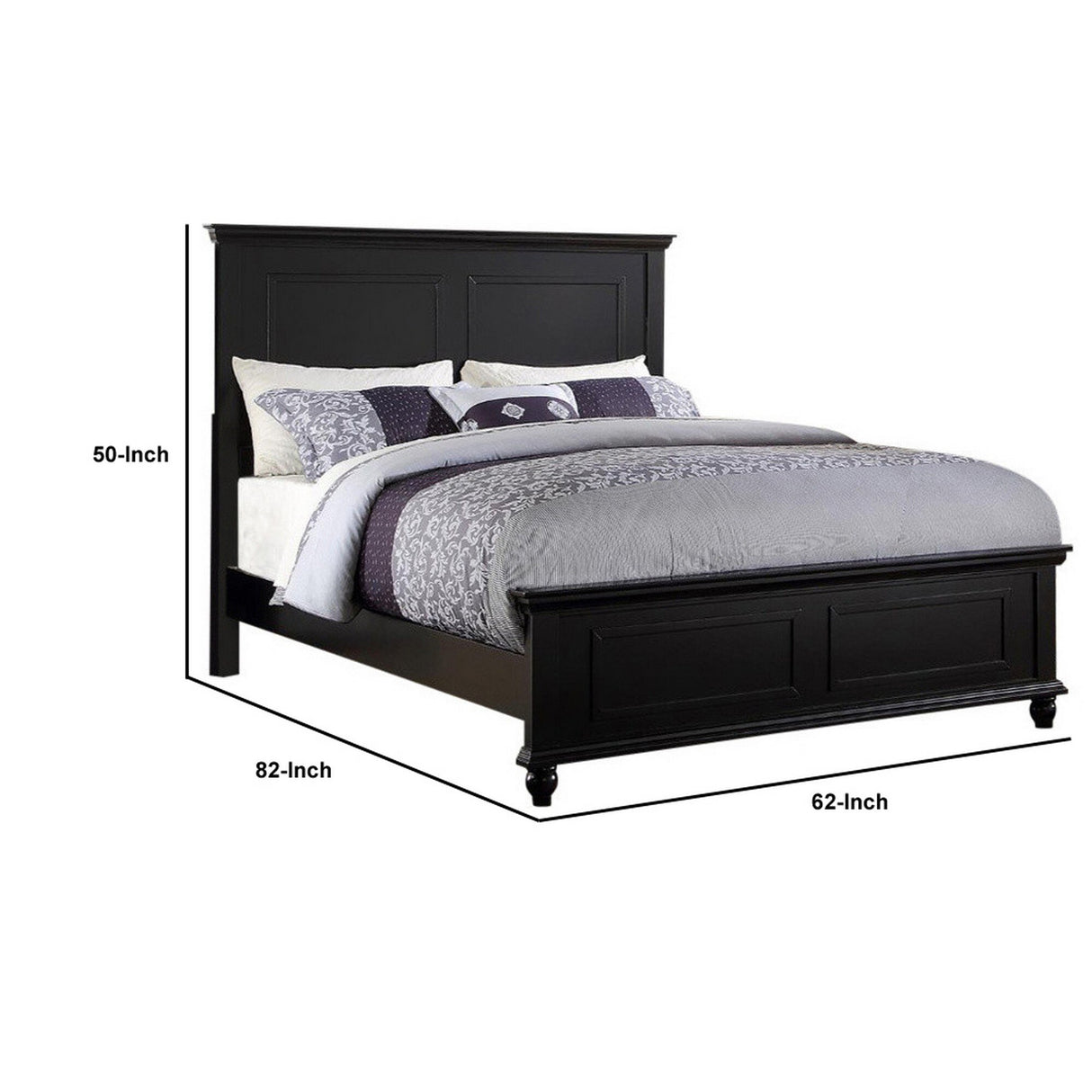Seamless Wooden Queen Bed, Black