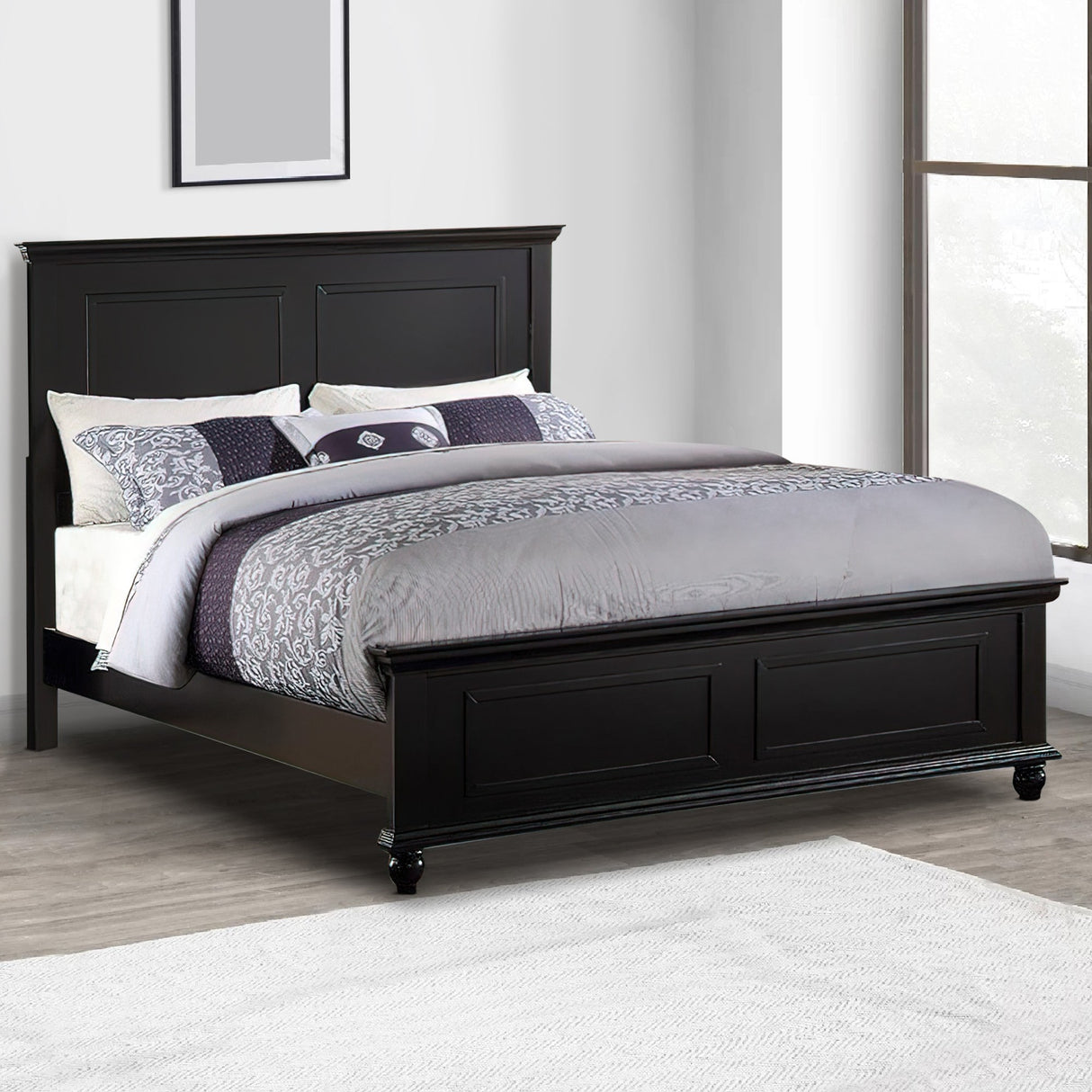 Seamless Wooden Queen Bed, Black