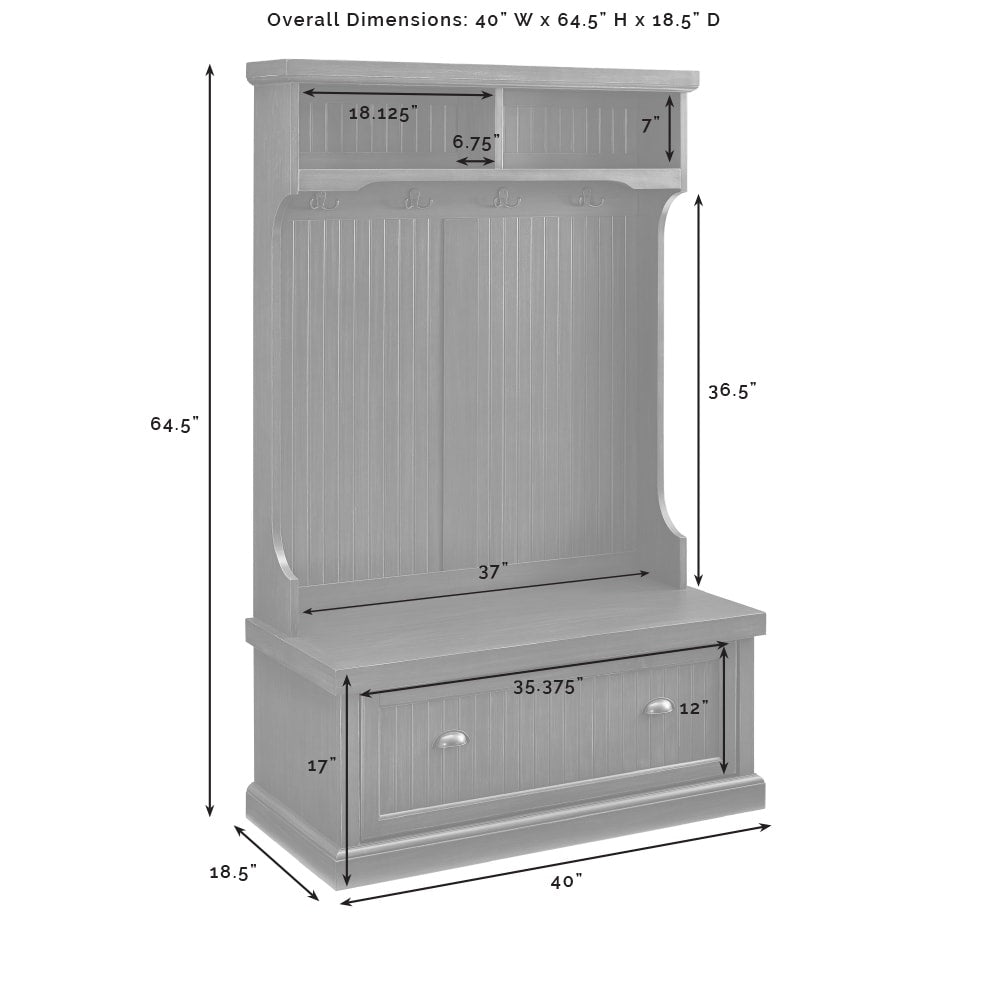 Crosley Seaside Hall Tree - 40 "W x	18.5 "D x 64.5 "H