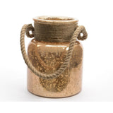 Seaside Treasures Copper Colored Glass Hurricane with Rope Handle 6.25"