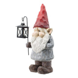 Seasonal Abode Santa Gnome Holding Metal Lantern