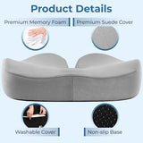 Seat Cushion Tailbone Pressure Relief Cushion Coccyx,Lower Back,Hip, Butt,Sciatica Pain Relief Pillow Memory Foam Chair Cushions