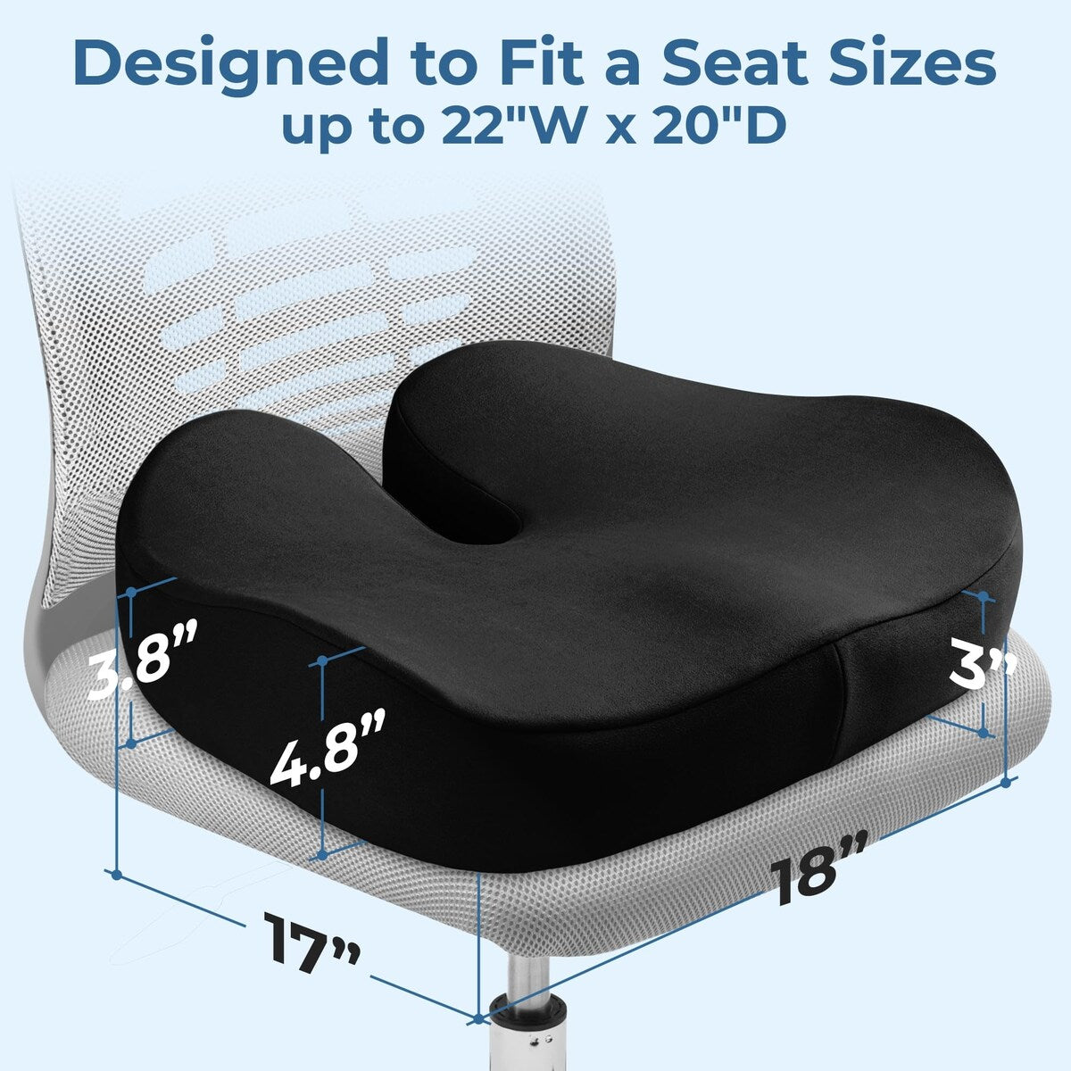 Seat Cushion Tailbone Pressure Relief Cushion Coccyx,Lower Back,Hip, Butt,Sciatica Pain Relief Pillow Memory Foam Chair Cushions