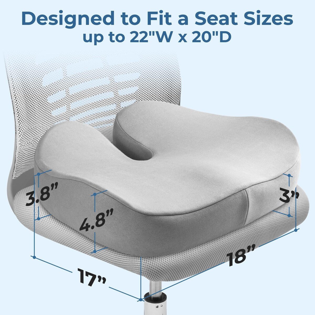 Seat Cushion Tailbone Pressure Relief Cushion Coccyx,Lower Back,Hip, Butt,Sciatica Pain Relief Pillow Memory Foam Chair Cushions