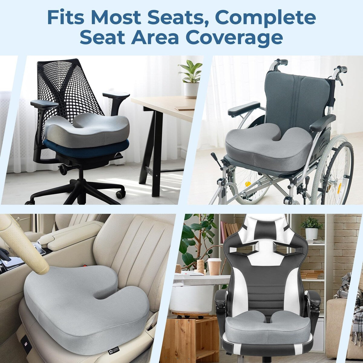 Seat Cushion Tailbone Pressure Relief Cushion Coccyx,Lower Back,Hip, Butt,Sciatica Pain Relief Pillow Memory Foam Chair Cushions