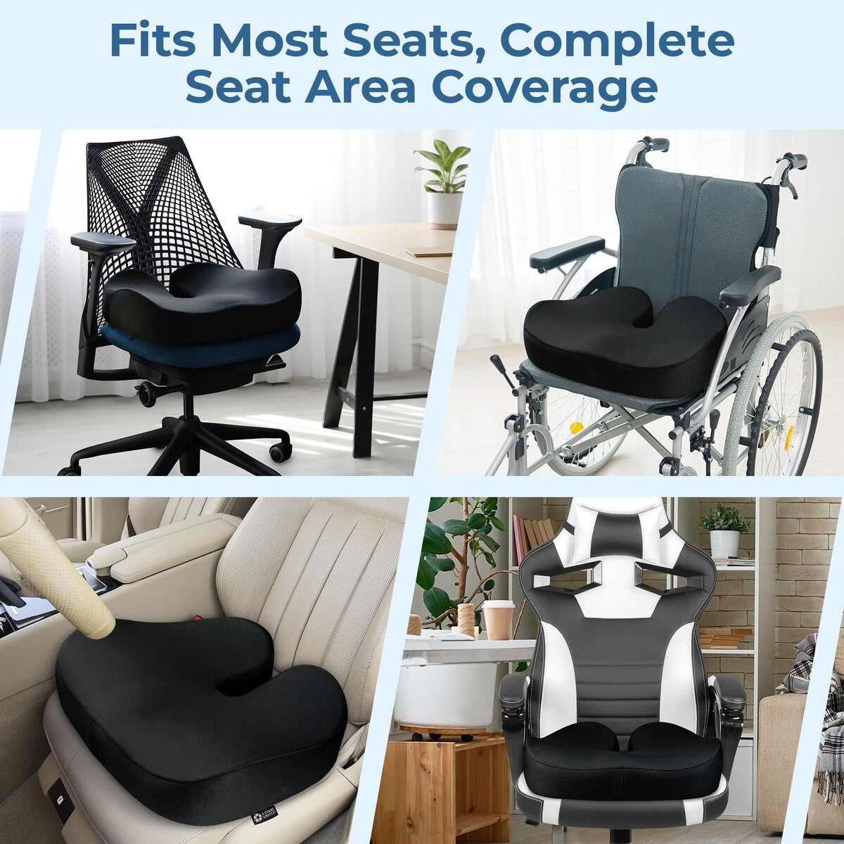 Seat Cushion Tailbone Pressure Relief Cushion Coccyx,Lower Back,Hip, Butt,Sciatica Pain Relief Pillow Memory Foam Chair Cushions