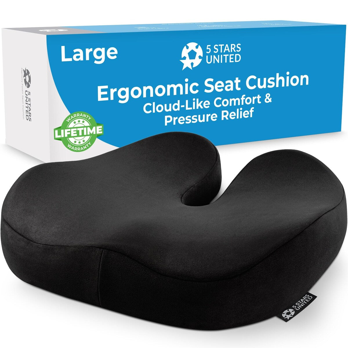 Seat Cushion Tailbone Pressure Relief Cushion Coccyx,Lower Back,Hip, Butt,Sciatica Pain Relief Pillow Memory Foam Chair Cushions