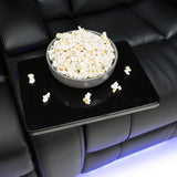 Seatcraft Orleans Leather Gel Home Theater Seating Power Recline with Cup Holders Black Row of 4