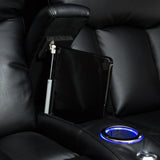 Seatcraft Orleans Leather Gel Home Theater Seating Power Recline with Cup Holders Black Row of 4