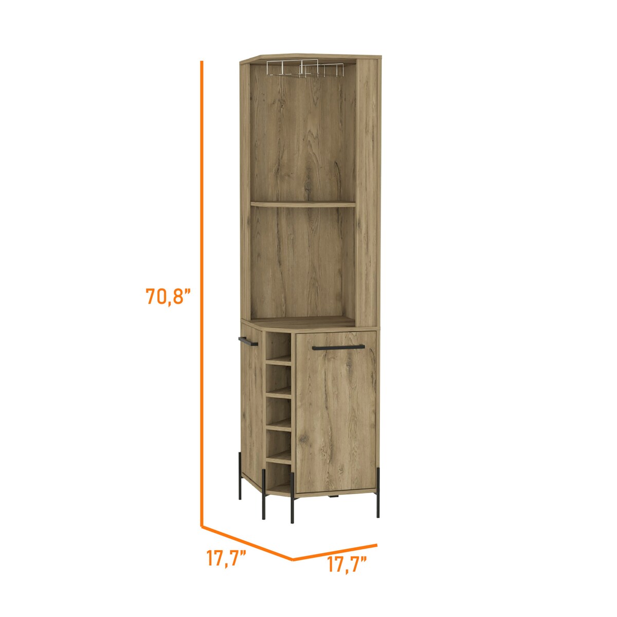 Sebago 5-Bottle 2-Shelf Bar Cabinet Macadamia