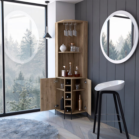 Sebago 5-Bottle 2-Shelf Bar Cabinet Macadamia