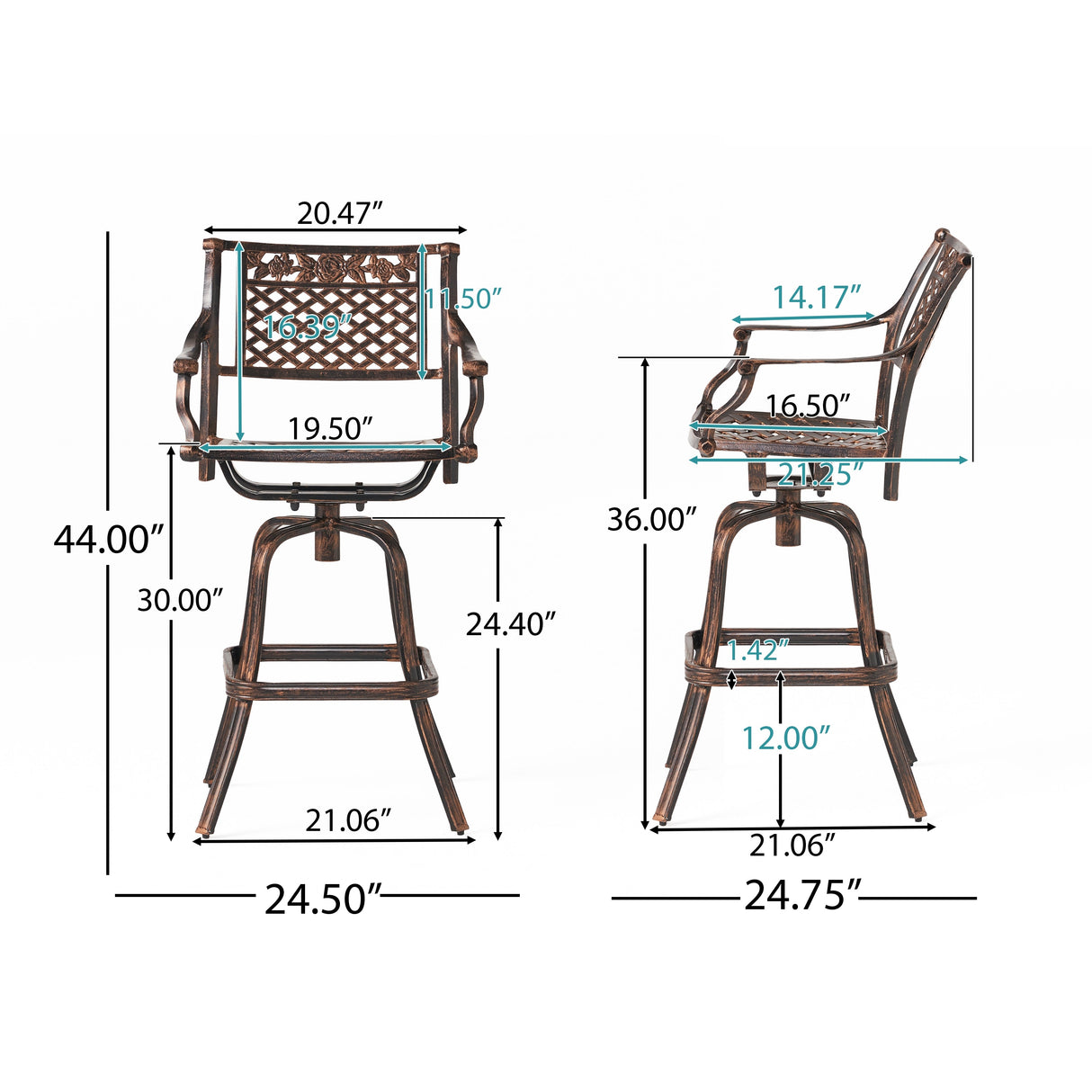 Sebastian Cast Aluminum Bar Stool (Set of 2) by Christopher Knight Home