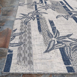 Sebille Bamboo Ivory- Blue Indoor/ Outdoor Area Rug