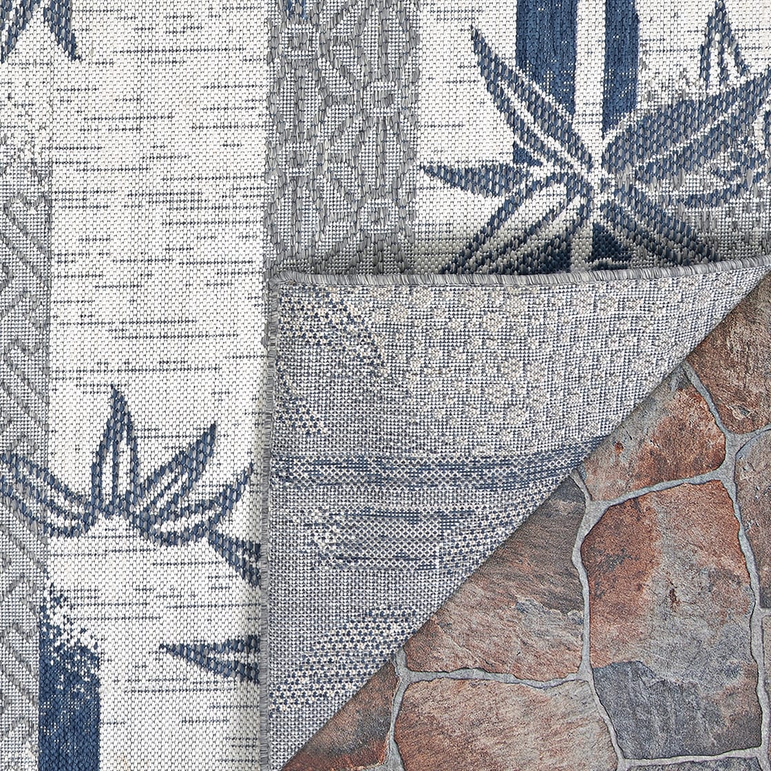 Sebille Bamboo Ivory- Blue Indoor/ Outdoor Area Rug