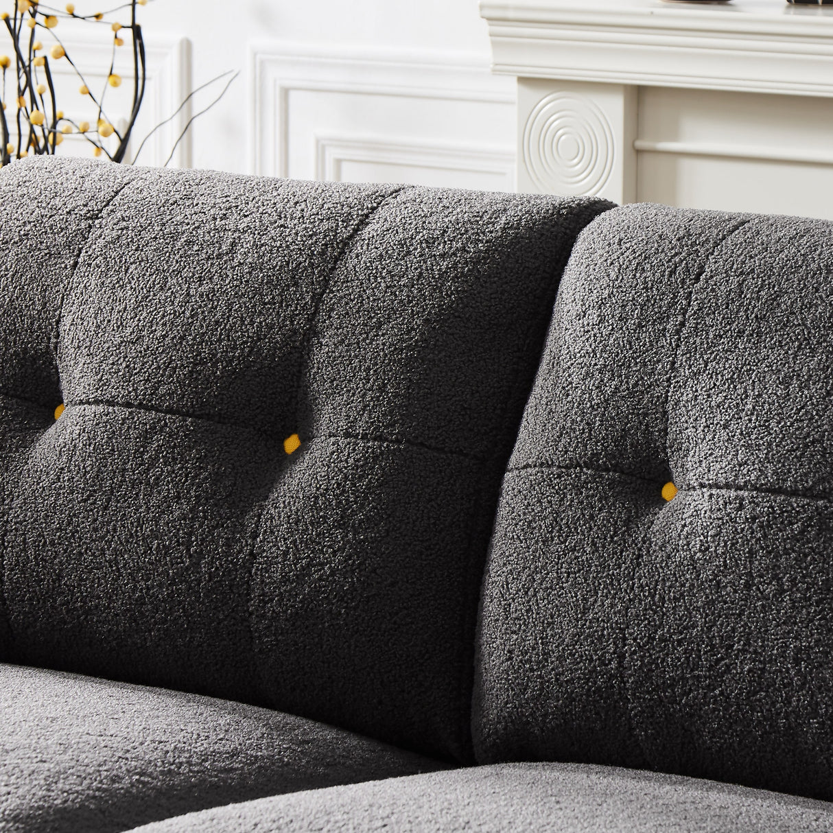 Sectional Sofa Sherpa Fabric Modular Sofa Couch 4 Seater with Ottoman