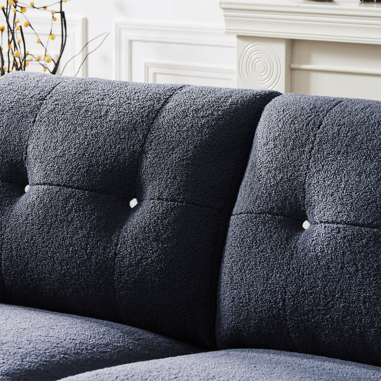 Sectional Sofa Sherpa Fabric Modular Sofa Couch 4 Seater with Ottoman