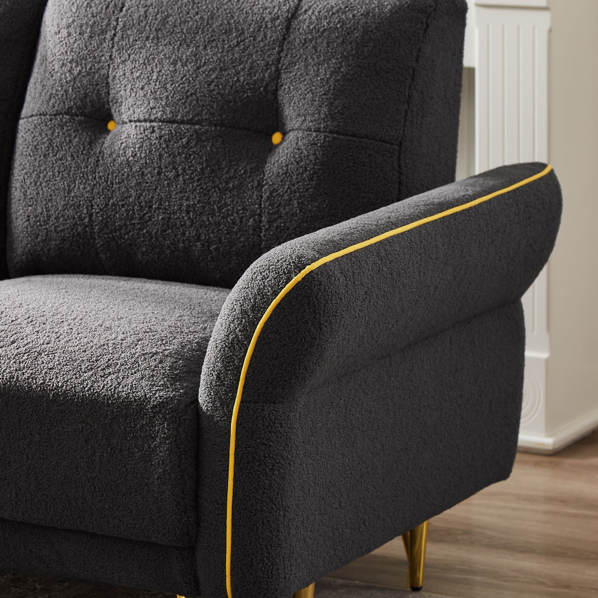 Sectional Sofa Sherpa Fabric Modular Sofa Couch 4 Seater with Ottoman