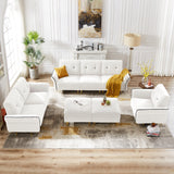 Sectional Sofa Sherpa Fabric Modular Sofa Couch 4 Seater with Ottoman
