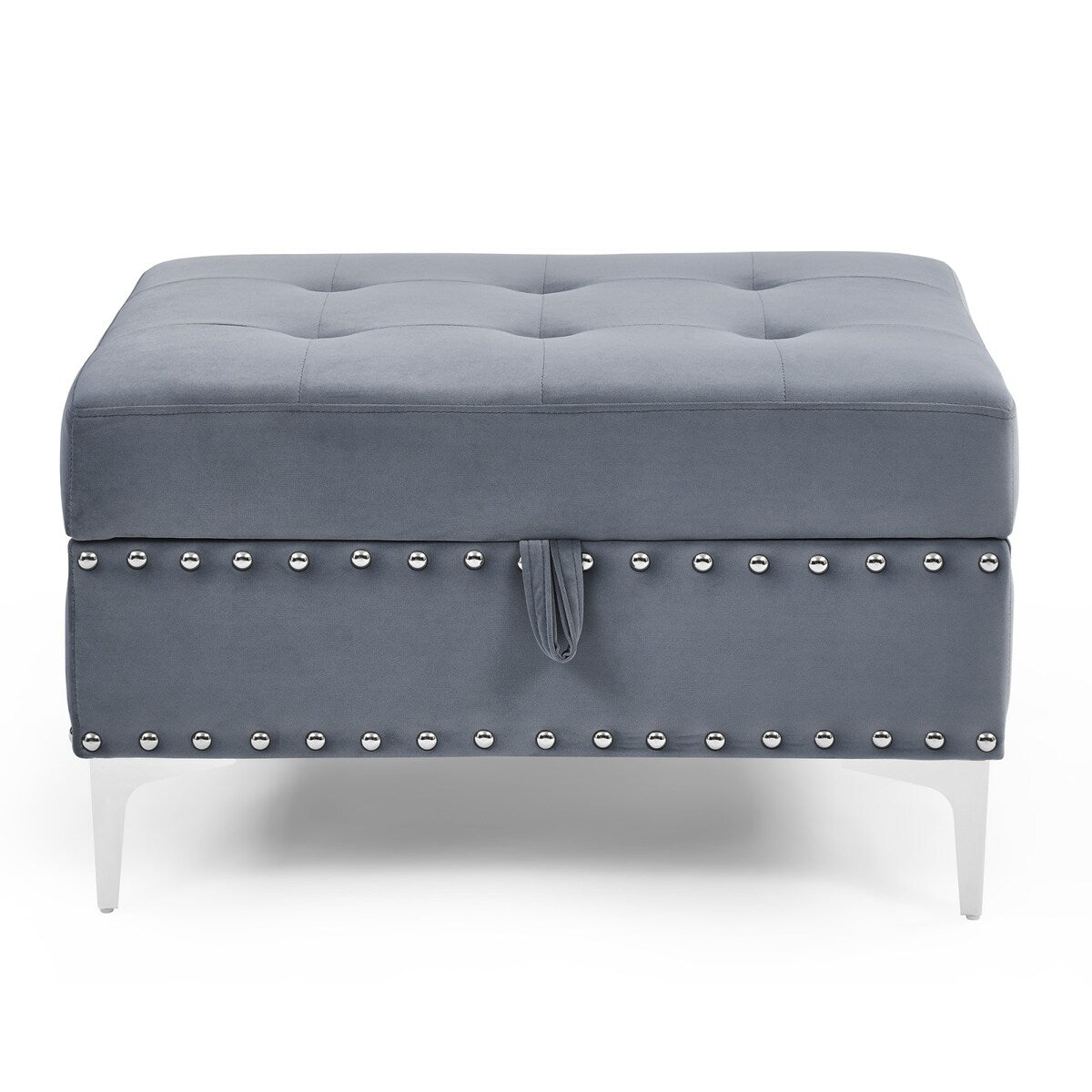 Sectional 3-Seaters Sofa with Storage Ottoman and Two Pillows