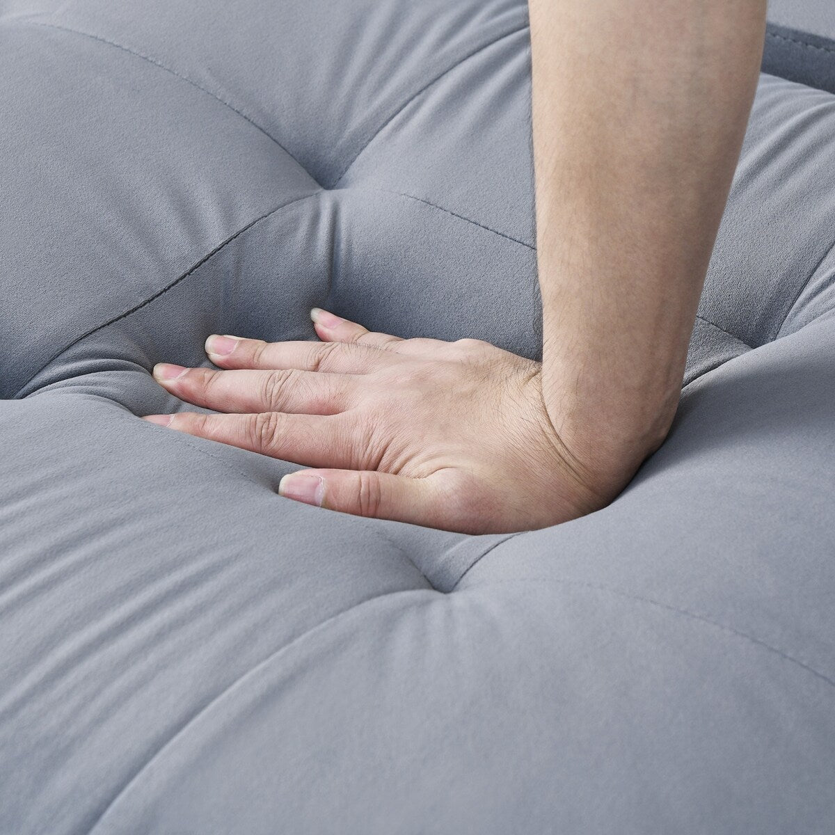 Sectional 3-Seaters Sofa with Storage Ottoman and Two Pillows