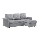 Sectional Reversible 3 Seat Couch Bed Velvet Pull out Sleeper Sofa with Storage Chaise
