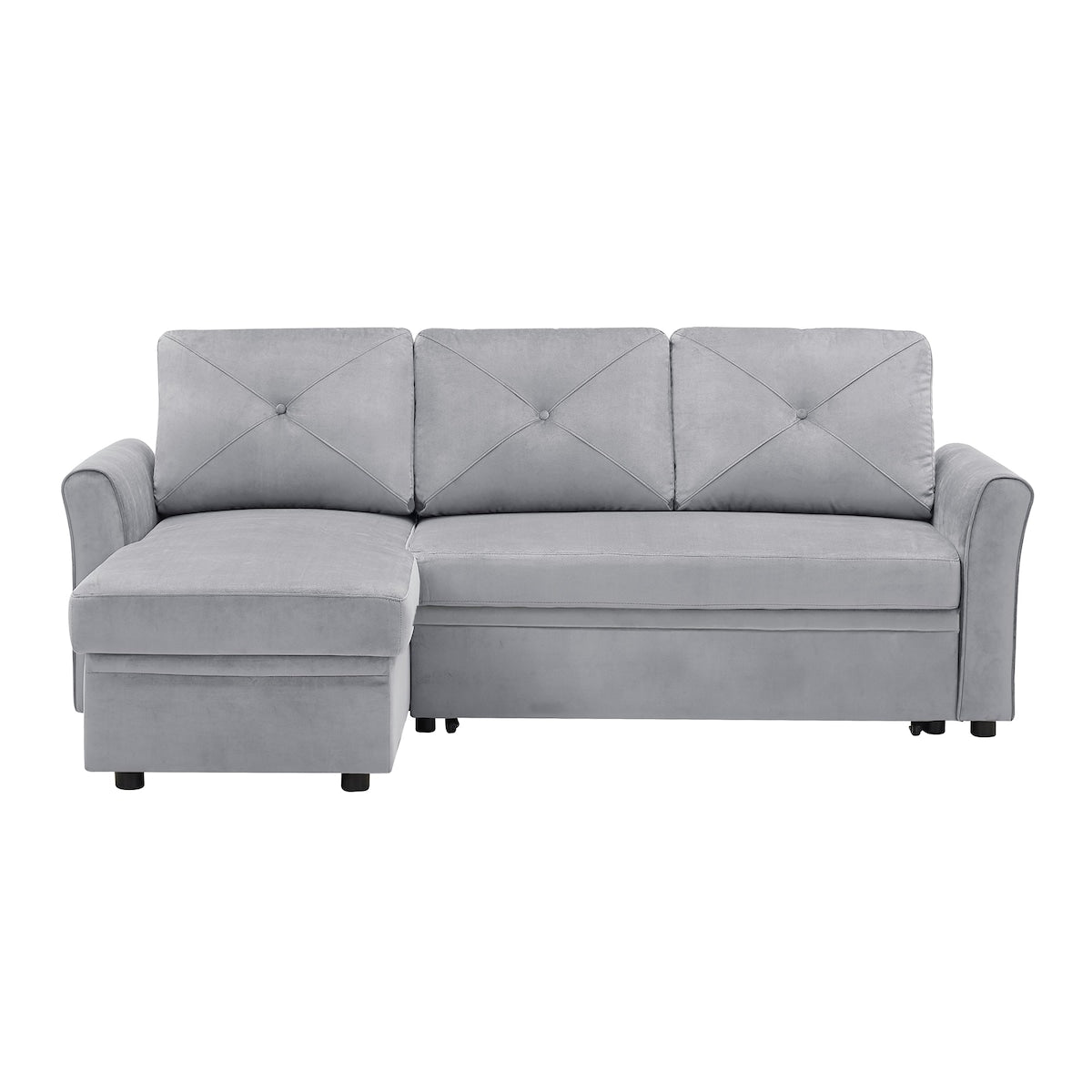 Sectional Reversible 3 Seat Couch Bed Velvet Pull out Sleeper Sofa with Storage Chaise