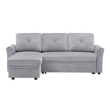 Sectional Reversible 3 Seat Couch Bed Velvet Pull out Sleeper Sofa with Storage Chaise