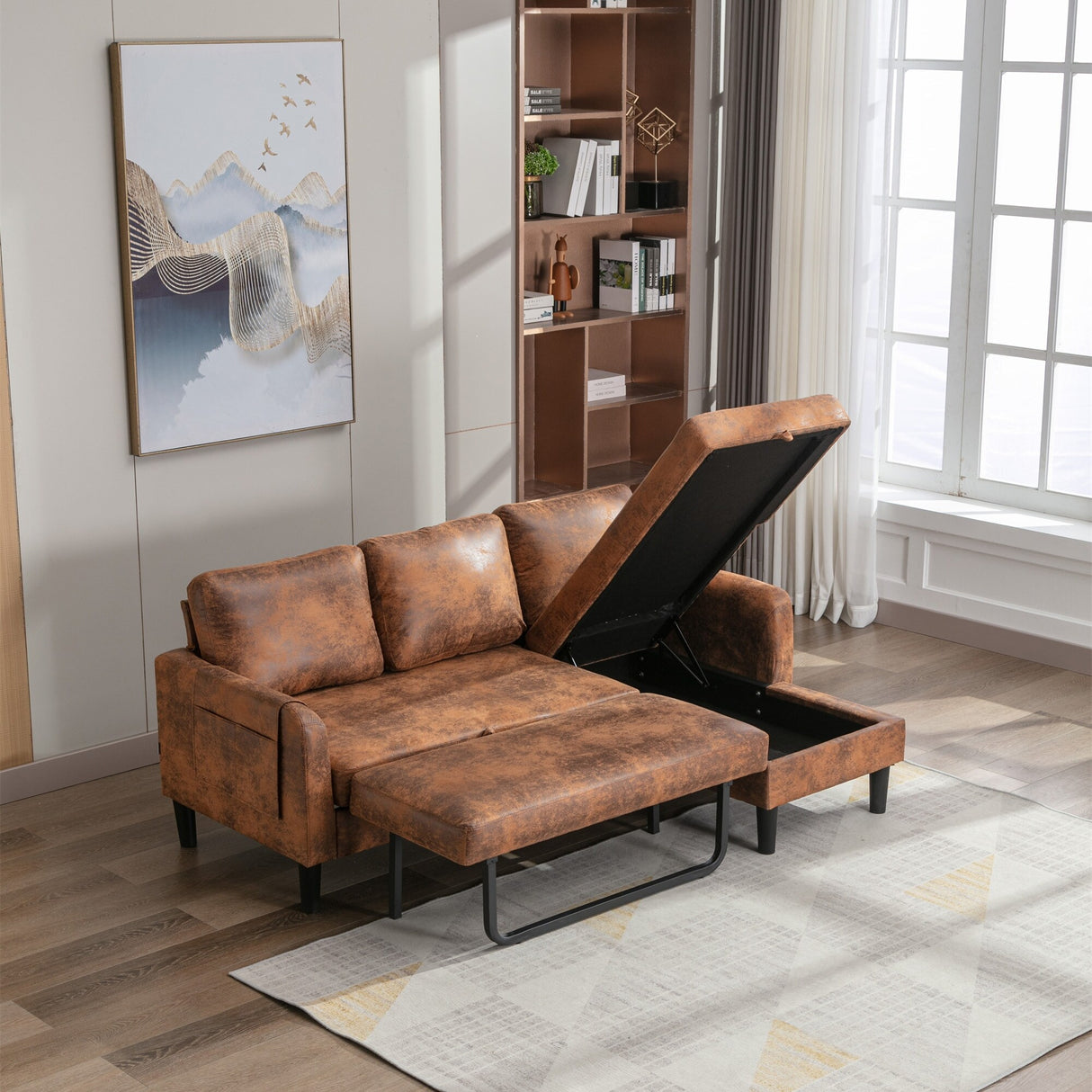 Sectional Sofa Bed with Storage Convertible Chaise