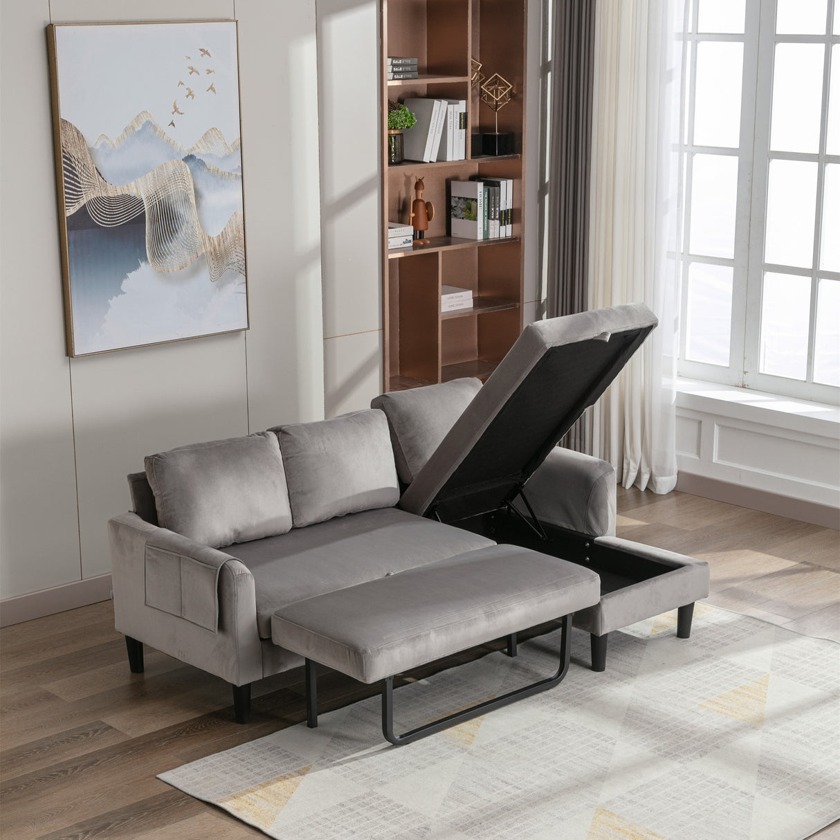Sectional Sofa Bed with Storage Convertible Chaise