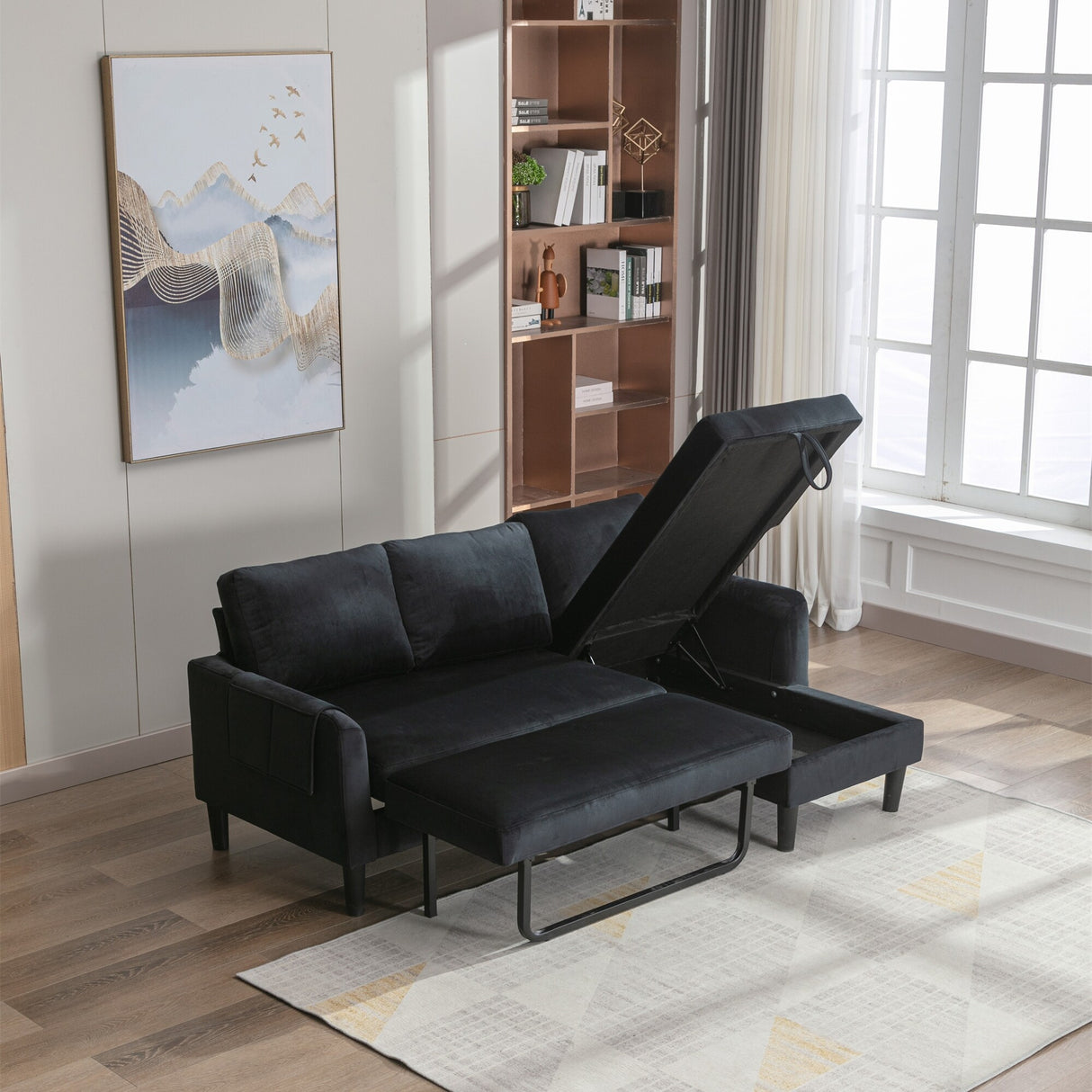 Sectional Sofa Bed with Storage Convertible Chaise