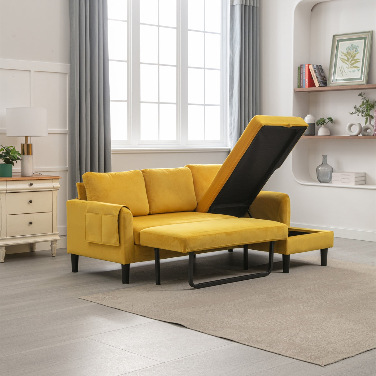 Sectional Sofa Bed with Storage Convertible Chaise