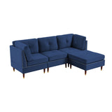 Sectional Sofa Couch with Ottoman, Modern L-Shaped Couch
