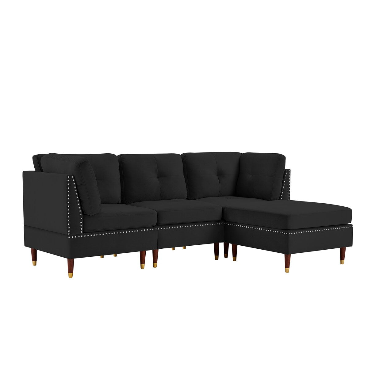 Sectional Sofa Couch with Ottoman, Modern L-Shaped Couch