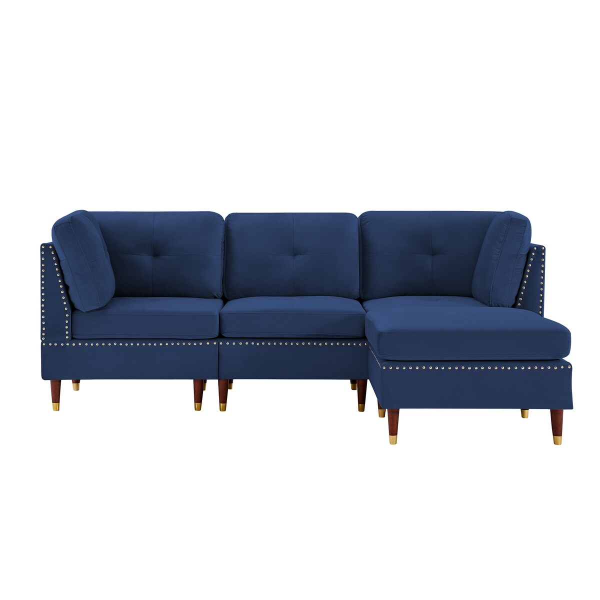 Sectional Sofa Couch with Ottoman, Modern L-Shaped Couch