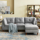 Sectional Sofa Couch with Ottoman, Modern L-Shaped Couch