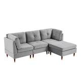 Sectional Sofa Couch with Ottoman, Modern L-Shaped Couch