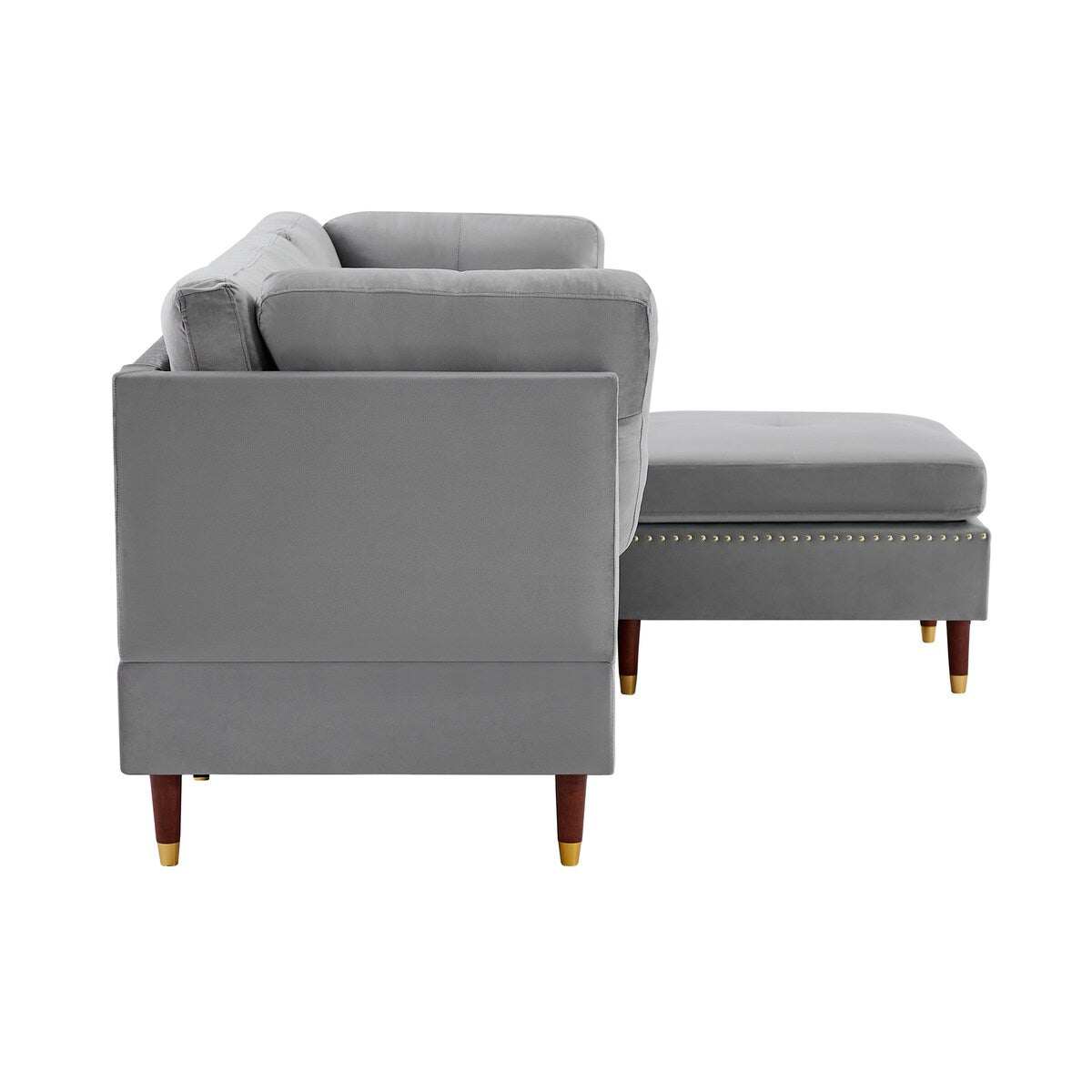 Sectional Sofa Couch with Ottoman, Modern L-Shaped Couch