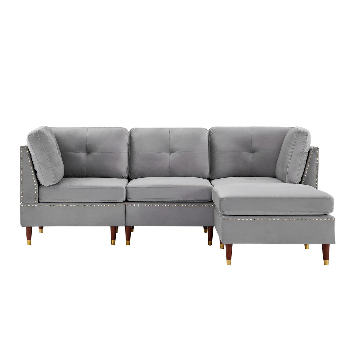 Sectional Sofa Couch with Ottoman, Modern L-Shaped Couch