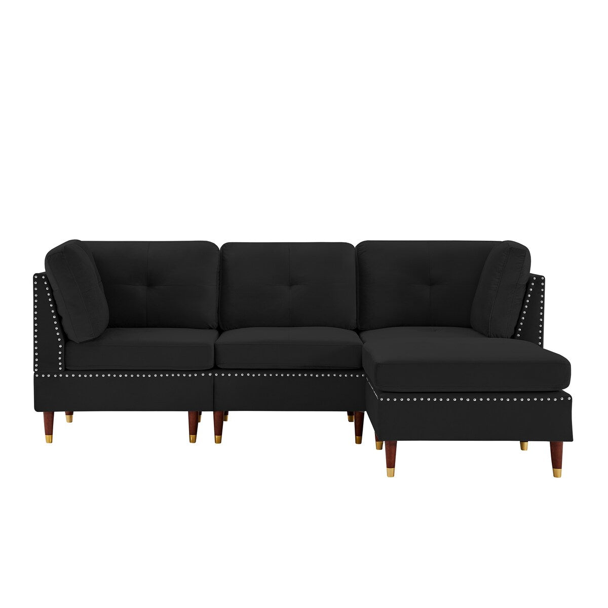 Sectional Sofa Couch with Ottoman, Modern L-Shaped Couch