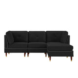 Sectional Sofa Couch with Ottoman, Modern L-Shaped Couch