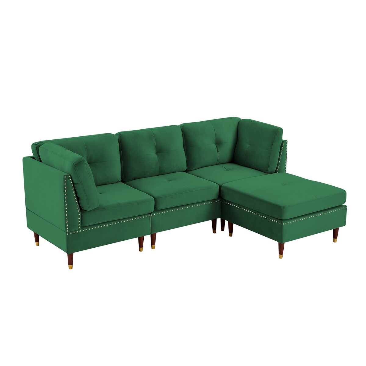 Sectional Sofa Couch with Ottoman, Modern L-Shaped Couch