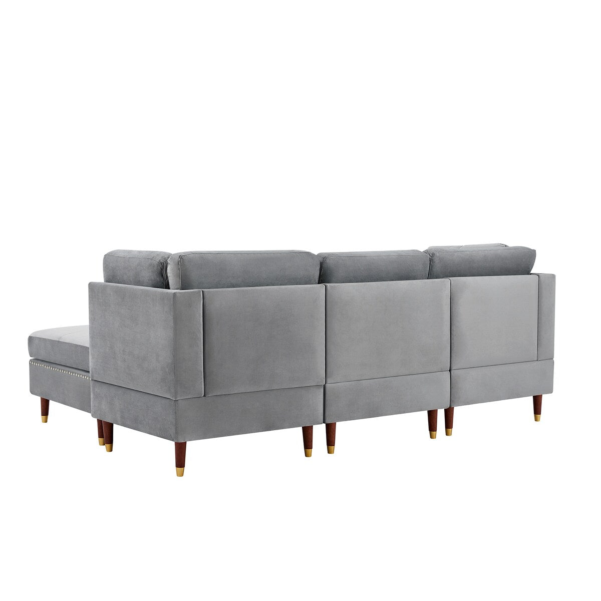 Sectional Sofa Couch with Ottoman, Modern L-Shaped Couch