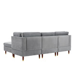 Sectional Sofa Couch with Ottoman, Modern L-Shaped Couch