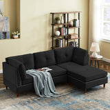 Sectional Sofa Couch with Ottoman, Modern L-Shaped Couch