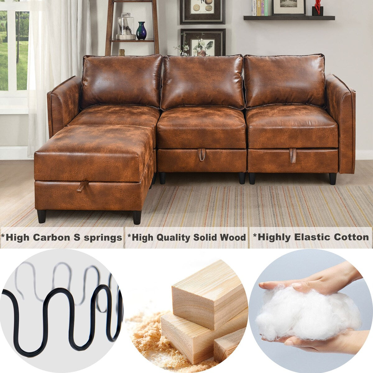Sectional Sofa L Shaped Convertible Couch with Reversible Chaise