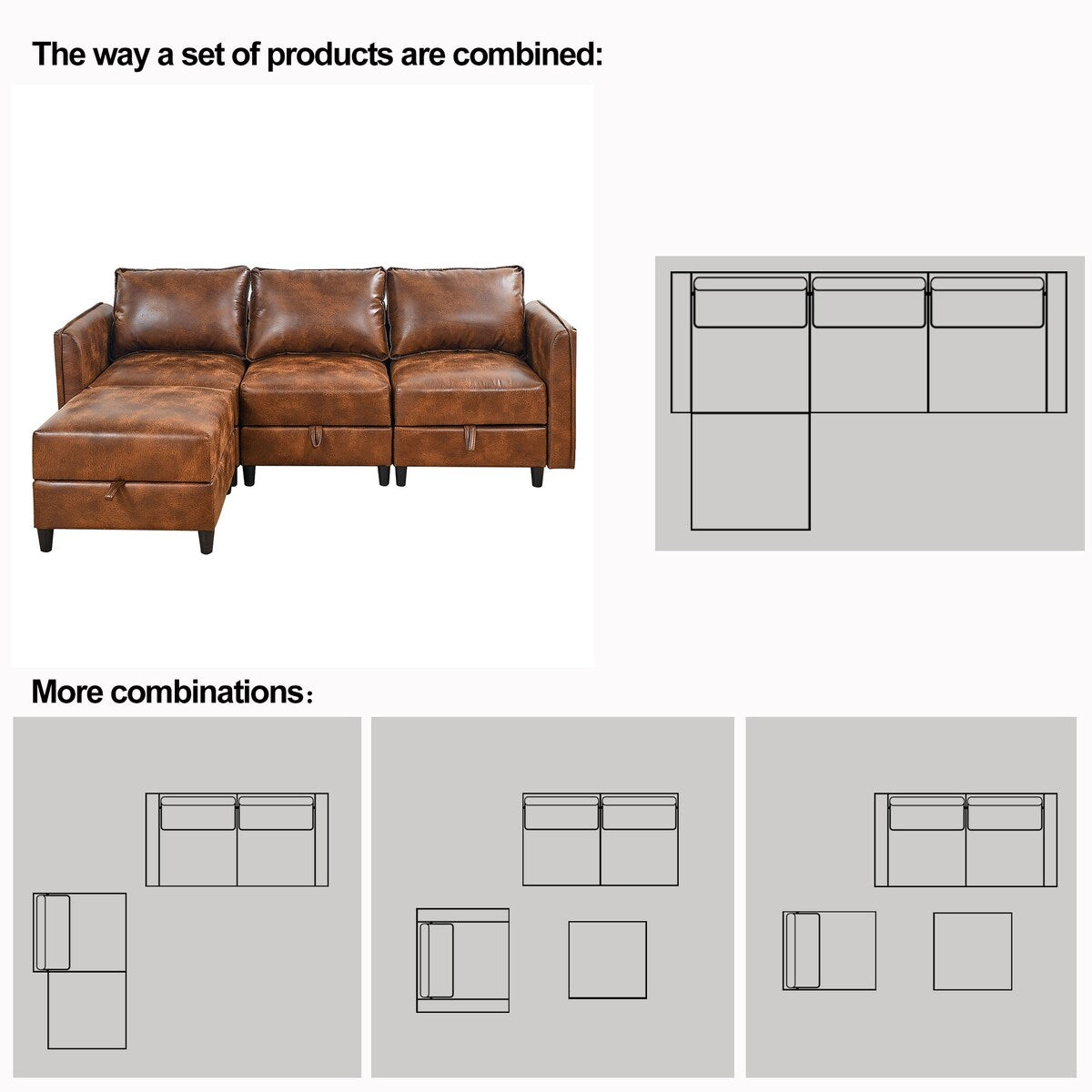Sectional Sofa L Shaped Convertible Couch with Reversible Chaise