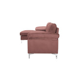 Sectional Sofa Left Hand 3 Seater Velvet Fabric Couch, L-Shaped Extra Wide Pillow Armrest Longer Lounger Chaise for Small Spaces