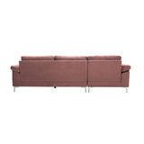 Sectional Sofa Left Hand 3 Seater Velvet Fabric Couch, L-Shaped Extra Wide Pillow Armrest Longer Lounger Chaise for Small Spaces